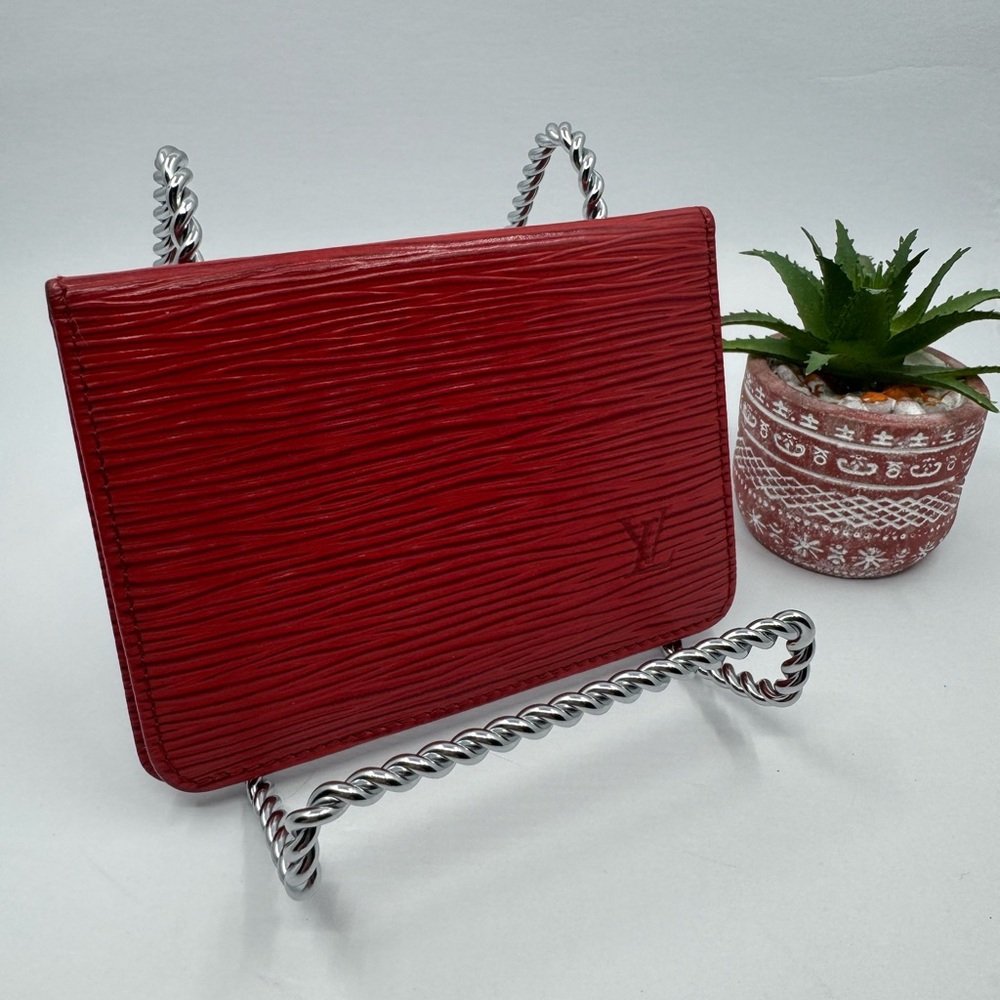 Louis Vuitton Red Epi Card / ID Holder Wallet